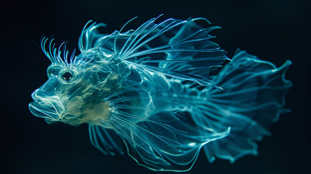 Siamese fighting fish on black background, Betta fish.の素材