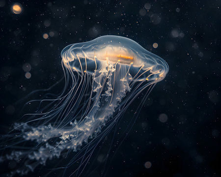 Jellyfish in the ocean, 3D illustration, 3D renderingの素材