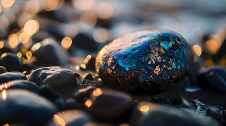 a close up of a rock on some rocksの素材