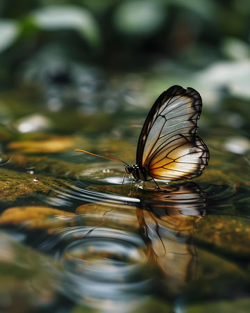 a butterfly that is sitting on some waterの素材