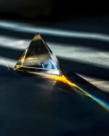 a triangle shaped object is shown on a tableの素材