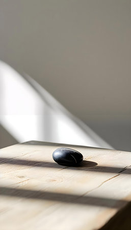 a rock sitting on top of a wooden tableの素材