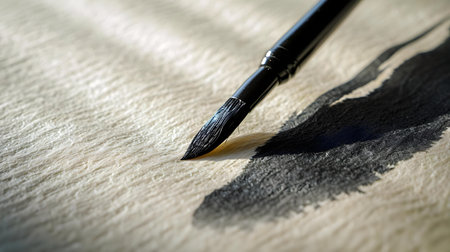 a black pen laying on top of a white blanketの素材