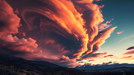 a very colorful sky with some clouds in the backgroundの素材