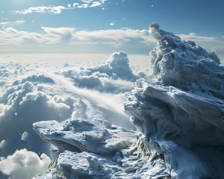 a view of the clouds and mountains from a planeの素材