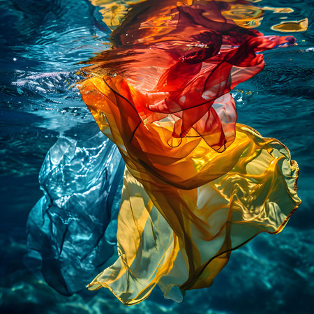 a colorful piece of cloth floating in the waterの素材