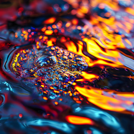 a close up of a colorful liquid or substanceの素材