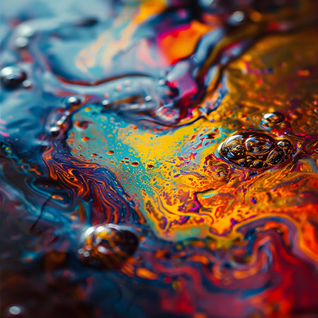 a close up of a colorful liquid substanceの素材