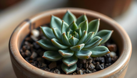 a small green plant in a brown potの素材
