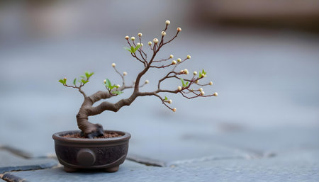 a small bonsai tree in a small potの素材