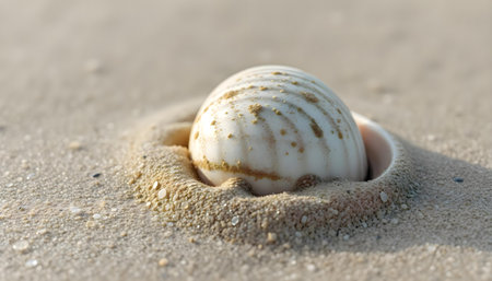 a sea shell in the sand on a beachの素材