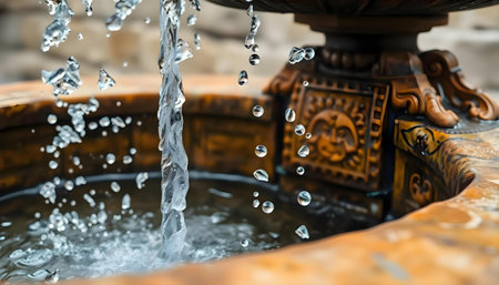 a fountain with water pouring out of itの素材