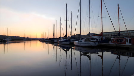 a bunch of boats that are sitting in the waterの素材