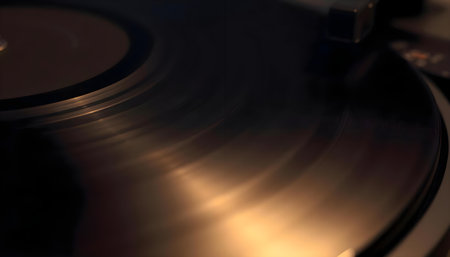 a close up of a record player's turntableの素材