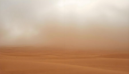 a desert landscape with a few clouds in the skyの素材