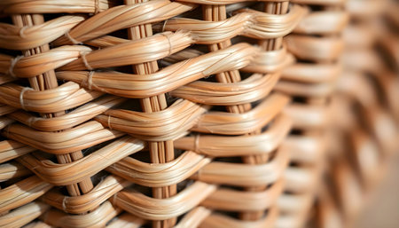 a close up view of a woven basketの素材