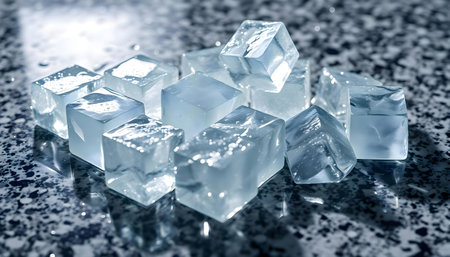 a group of ice cubes sitting on top of a counterの素材