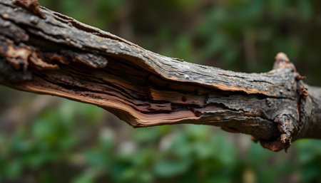 a close up of a tree branch with a blurry backgroundの素材
