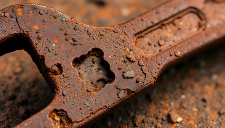 a rusty wrench with holes in the middle of itの素材