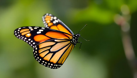 Monarch butterfly (Danaus plexippus) on nature backgroundの素材