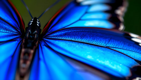Macro of a blue butterfly's wing in nature. Close upの素材