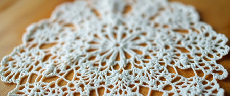 close up of a doily on a tableの素材
