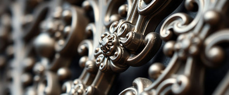 close up view of a metal fenceの素材