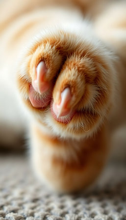 close up of a cat's paw with it's paw stretched outの素材