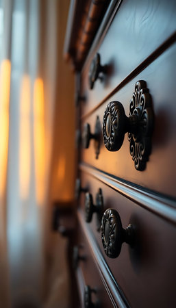 close up of a drawer with knobs on itの素材