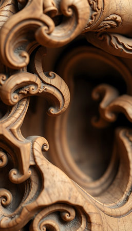 close up of a carved wooden objectの素材