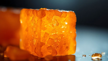 close up of a piece of orange iceの素材