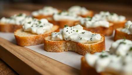 close up of a tray of food with breadの素材