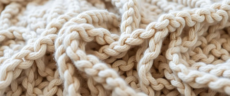 close up of a white knitted blanketの素材