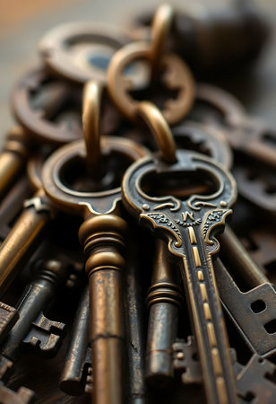 bunch of keys that are sitting on a tableの素材