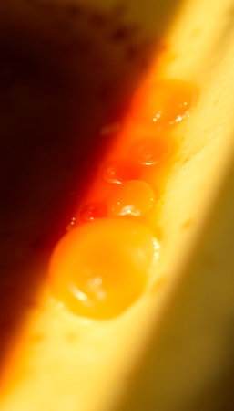 close up of a banana with some water on itの素材