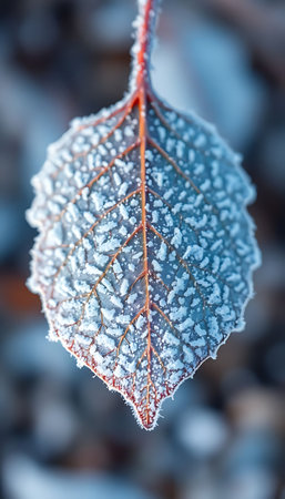 close up of a leaf covered in frostの素材