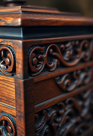 close up of a wooden chest of drawersの素材