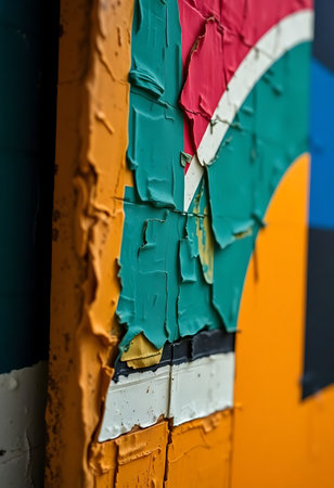 close up of a wall with paint peeling off of itの素材