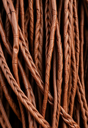 close up of a bunch of brown wiresの素材