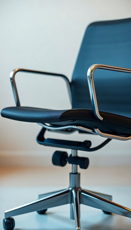 black leather office chair with chrome armsの素材