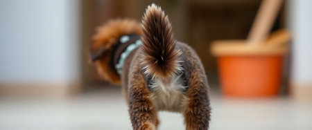 small brown and white squirrel standing on top of a wooden floorの素材