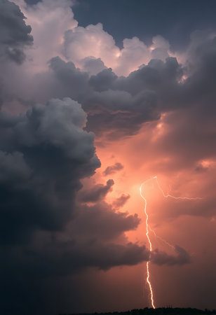 large cloud with a lightning bolt coming out of itの素材
