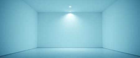 Illuminated empty room with blue wall and floor. 3d renderingの素材