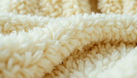 White knitted woolen fabric as background, close-up.の素材