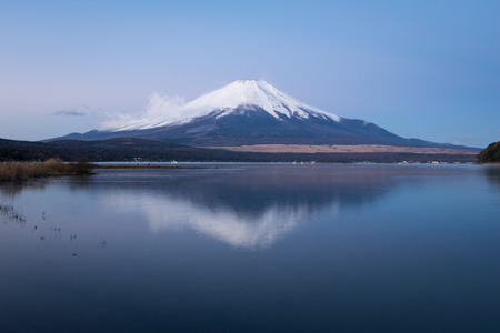 Mt. Fuji over Lake Yamanakaの写真素材