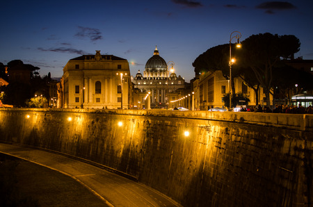 St. Peter's Basilica at Duskのeditorial素材