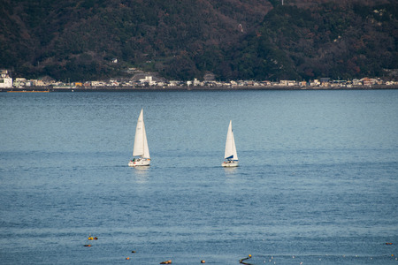 Yachts Sailing in a Calm Seaのeditorial素材