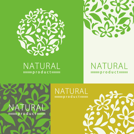Set of logo and labels for natural productsのイラスト素材