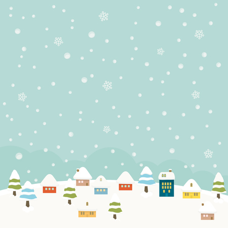 Vector Illustration of winter villageのイラスト素材