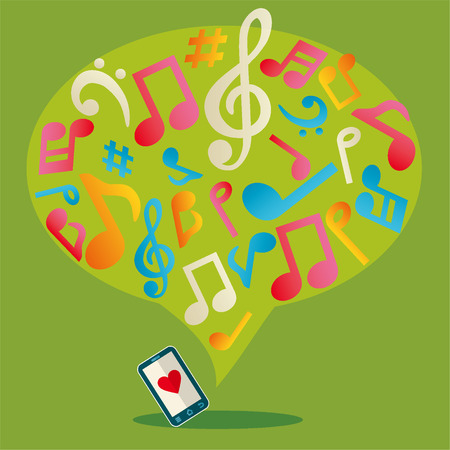 Smartphone and Music notesのイラスト素材